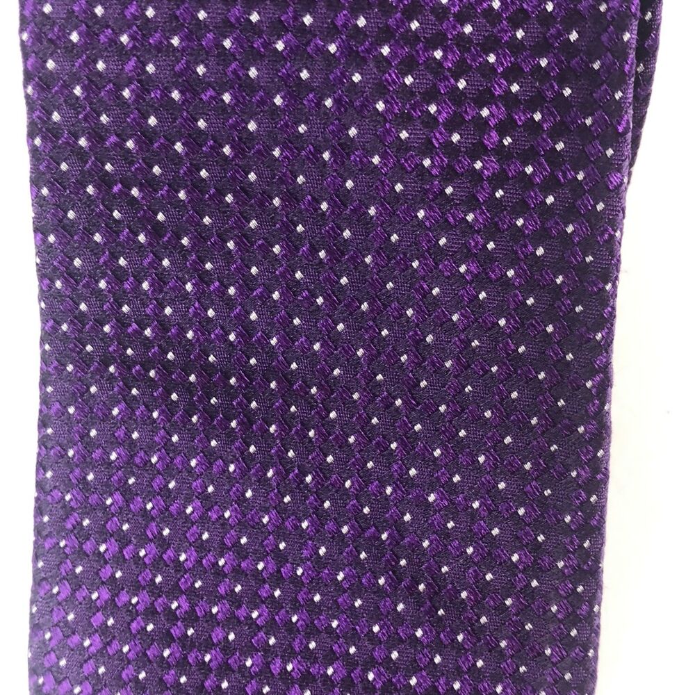 Michael Strahan Collection Purple Woven 100% Silk Tie Polka Dot Pattern Men's - Picture 2 of 6
